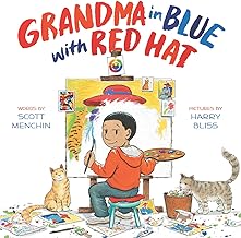 Grandma in Blue with Red Hat